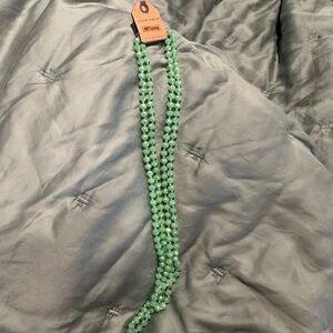 Mint Green Long Beaded Necklace with Continuous Strand